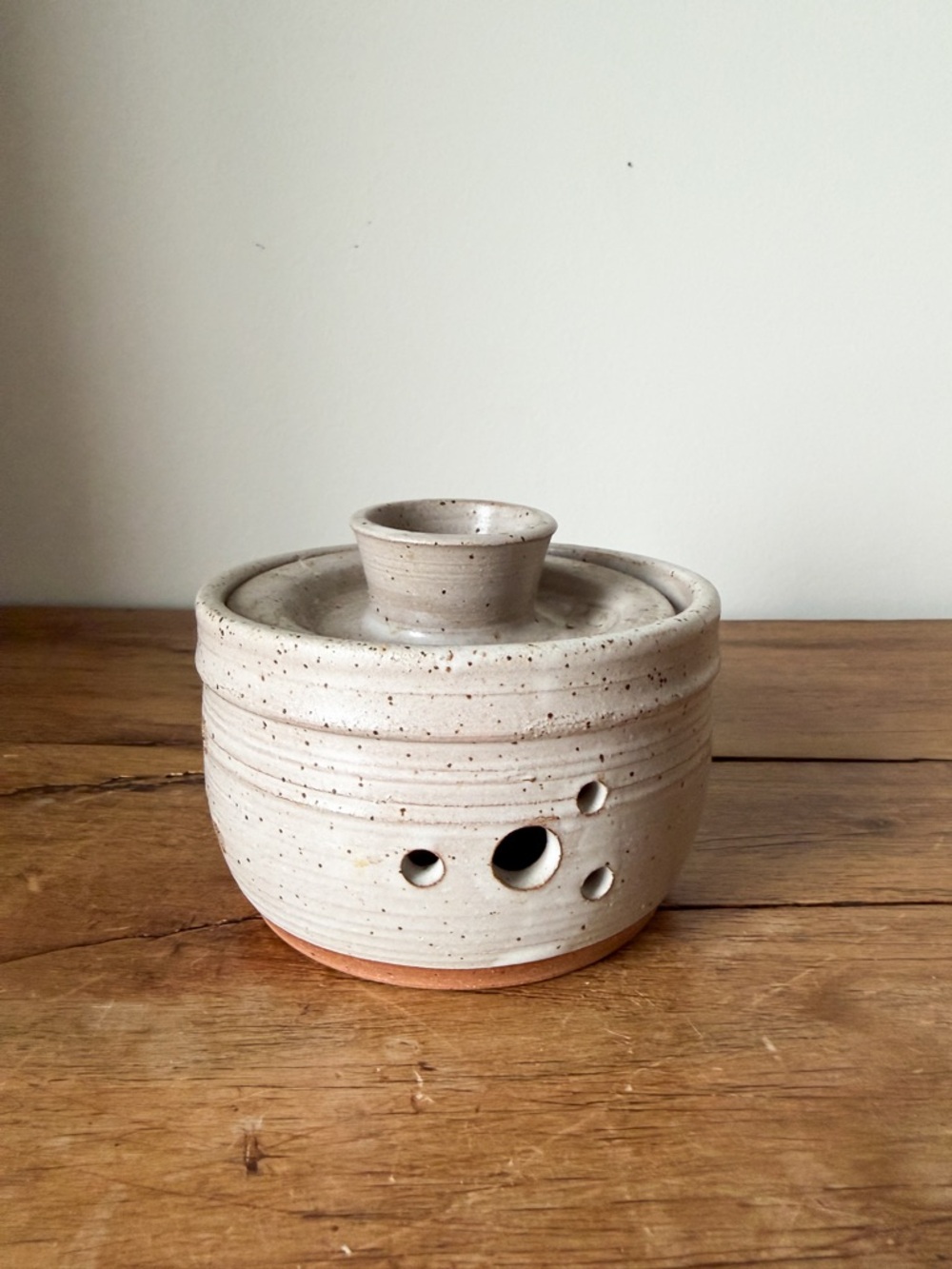 Ceramic Garlic Keeper | Speckled Stoneware Kitchen Storage with Lid